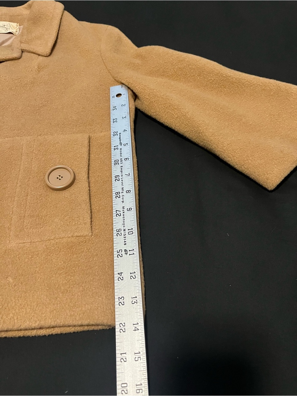 Classic Camel Pea Coat - Button Front Short Coat - Picture 6 of 12